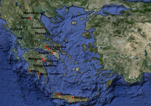 Geographic distribution of Linear B