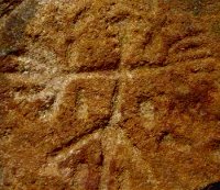 Thracian rock carving of a dancing man, dated to the late bronze age [Goniko, Ebros, Greece].